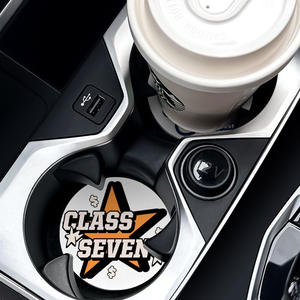 Alfombrilla de coche de tierra de diatomeas Clase Siete, redonda de 7 cm, antideslizante e impermeable para el asiento delantero, diseño de dibujos animados. - Product Image 2