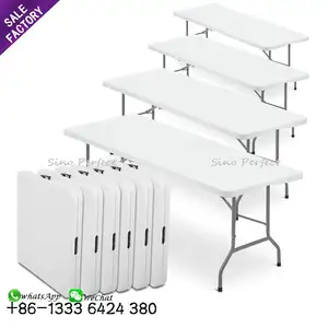 Tables de Mariage Pliantes Carrées en Plastique Blanc Rectangulaire Pliable à Prix Bas pour la Fête