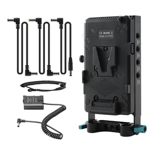 Adaptador divisor de fuente de alimentación de placa de batería de bloqueo de montaje en V con abrazadera de varilla de 15mm batería simulada para <span class=keywords><strong>Nikon</strong></span> Z6 <span class=keywords><strong>Z7II</strong></span> D850 D7000 - Product Image 1