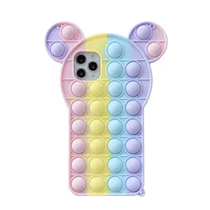 Silicone Cute Mice Fidget Mobile Shell Bubble Toy Finger Phone Cover Rainbow Simple Mobile Phone Case