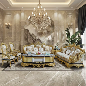 Sofá Seccional de Diseño Transicional Italiano Antiguo Hecho a Mano, Mueble de Madera Tallada de Alta Calidad Personalizado para Sala de Estar - Product Image 1
