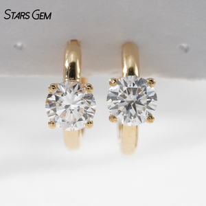Pendientes de Aro de Diamantes Cultivados en Laboratorio, Chapados en Rodio, Oro Sólido de 18K, Joyería Fina Unisex de Lujo StarsGem, 1.07ct DEF VS, Corte Brillante, Modernos - Product Image 1