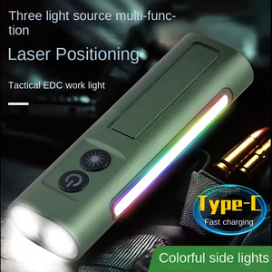 Linterna Portátil Magnética con Luz Lateral LED y Láser RGB de Aluminio, Recargable por USB, Resistente al Agua IP65, para Exteriores - Product Image 5