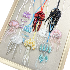 PH117 personnalisé strass perle perlée méduse cheval de mer Appliques suspendus corde patchs cristal sac lanière <span class=keywords><strong>Patch</strong></span> - Product Image 5