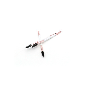 Pinceau de maquillage pour cils à <span class=keywords><strong>angle</strong></span> jetable, baguettes de mascara rose blanc et argent, double brosse - Product Image 1