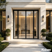 Puerta de Entrada Moderna de Acero Estilo Francés, la Más Vendida en Australia, con Doble Capa de Vidrio, Apta para Villas y Apartamentos