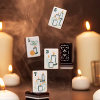 Tuiles de Mahjong Américaines Noires de Luxe pour le Jour des Morts, Ensemble de 160 Tuiles en Acrylique, Collection Designer Inspirée des Crânes de Sucre Mexicains