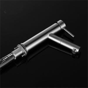 Single Handle Basin Faucet 304 Stainless Steel Pull Out <b>Spray</b> Deck <b>Mounted</b> Ceramic Valve Core Single Hole - Product Image 2