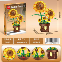 Gao Misi – Lot de 320 blocs de construction tournesol, ensemble de plantes en pot, kit de modèle de bonsaï de fleurs artificielles, décoration d'intérieur, cadeau