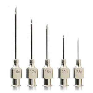 Venta al por mayor de agujas de jeringa de inyección veterinaria de acero inoxidable de 12 Pines, jeringa inyectora para animales de ganado, paquete de 12 agujas - Product Image 1