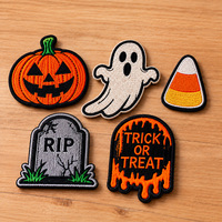 Patchs brodés APEX à motif Halloween, logo personnalisé, haute densité, thermocollants ou à coudre, patchs brodés d'usine