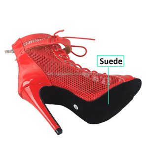 Bottes de danse à talon personnalisées en PU de haute qualité pour femmes, chaussures de danse jazz <span class=keywords><strong>salsa</strong></span>, rouge 11CM - Product Image 3
