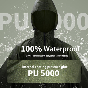Polypongee Haoya <strong>Raincoat</strong> Rain Poncho Unisex <strong>Men</strong> Women Long Rain Cape - Product Image 4