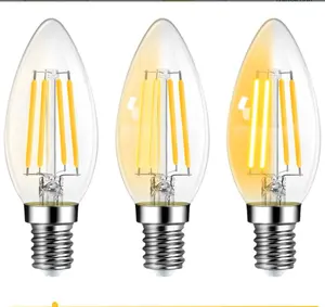 Hot selling gold supplier 220V E14 C35 6w dimmable led candle light filament candle light bulb