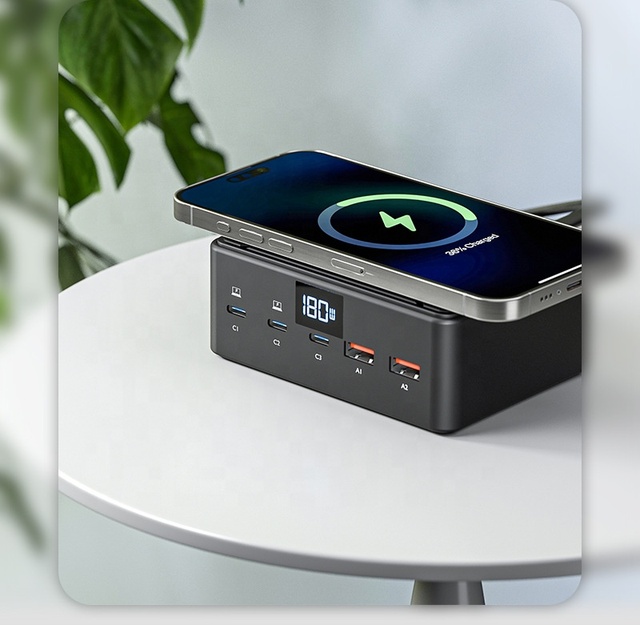 190W GaN Desktop Charger Multi Port Type C PD Fast Charging Smart Magnetic Wireless Charge Phone Laptop Adapter AU US UK EU Plug