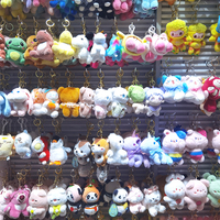 Porte-clés en peluche mignons et kawaii, style anime, représentant des figurines miniatures (chien, dauphin, ours en peluche, chat, Boba)