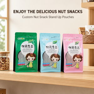 Sachet Doypack Personnalisé Imprimé pour Snacks aux Noix avec Fenêtre Transparente, Motif Dessin Animé, Qualité Alimentaire, avec Fermeture Éclair, OEM, Marque Privée, Vente en Gros - Product Image 1