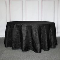 Nappe Ronde en Taffetas Froissé - Noire, Nappe de Table Brillante Effet Froissé pour Mariage, Fête, Anniversaire, Baby Shower, Mariage Nuptial
