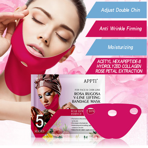 Masque facial anti-âge <span class=keywords><strong>APPTI</strong></span> à la rose rugosa et aux herbes, à l'aloe vera, pour tous types de peaux, bandage liftant en V, couvrant le double menton - Product Image 2