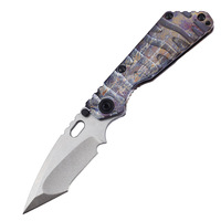 Couteau pliant haut de gamme en acier M390, finition bleuée, manche en alliage de titane couleur argent, pour survie en extérieur et camping, OEM