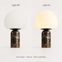 Lámpara de Mesa Moderna de Mármol con Forma de Hongo, Lámpara de Noche de Cristal de Lujo para Hotel, Dormitorio, Sala de Estar, Proveedor OEM ODM