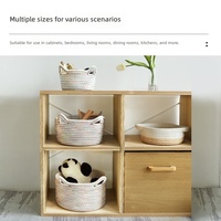 Panier de rangement de bureau en coton tissé avec oreilles de chat pour salon, table basse, télécommandes, clés et articles divers