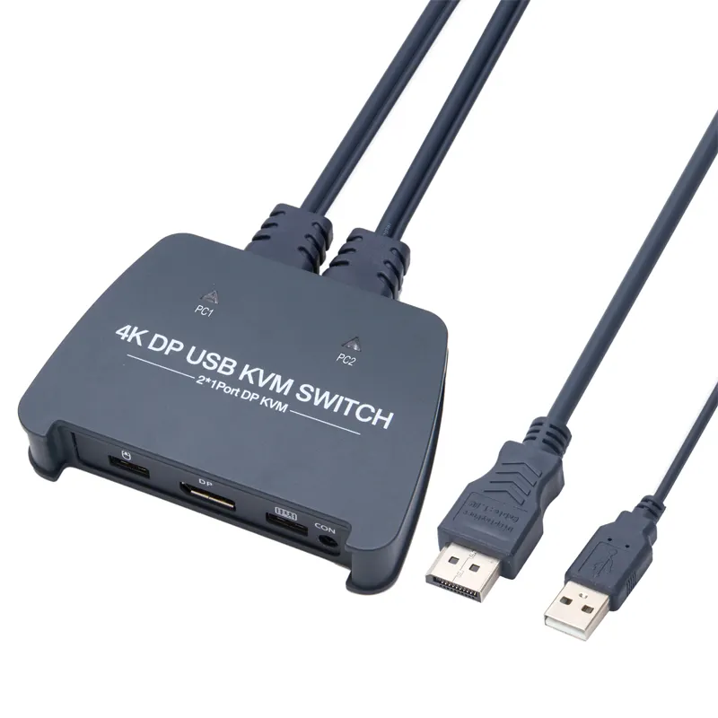 VCOM 2-Port Dual Monitor DP KVM-Switch 4K 60Hz Hot Plug-and-Play-Computer DisplayPort KVM