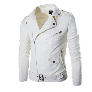 Nueva chaqueta de <span class=keywords><strong>cuero</strong></span> para hombre con ribete de motocicleta coreana - Product Image 3