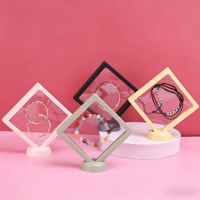 Kotak Display Suspensi Persegi ABS TPU, Wadah Penyimpanan Mengambang Transparan untuk Perhiasan Cincin Aksesoris Kecil