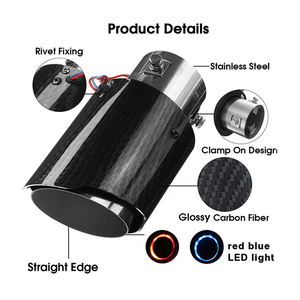Punta <span class=keywords><strong>de</strong></span> <span class=keywords><strong>escape</strong></span> <span class=keywords><strong>de</strong></span> acero inoxidable <span class=keywords><strong>de</strong></span> alta calidad con <span class=keywords><strong>luz</strong></span> <span class=keywords><strong>LED</strong></span>, efecto llama, universal <span class=keywords><strong>para</strong></span> todos los vehículos - Product Image 5
