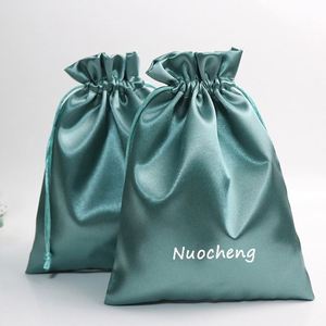 Pochette d'emballage 2025 en satin doux avec cordon de serrage, sac à cheveux en soie avec cordon, sacs en satin pour emballage de perruques et cadeaux - Product Image 1