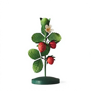 Trending Iron Strawberry Plant <b>Candle</b> Stand Green Leaves <b>Red</b> Berries White Flower Durable Metal Base Home Decoration - Product Image 1