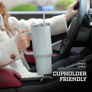 Vaso Térmico de Doble Pared de Acero Inoxidable de 40 oz con Asa y Popote, Imprescindible para Viajes 2024 - Envío desde Almacén de EE. UU. - Product Image 6