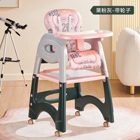 Chaise haute moderne en plastique pour bébé avec table, hauteur réglable, pliable, empilable, chaise d'apprentissage, de repas et d'alimentation pour usage hôtelier