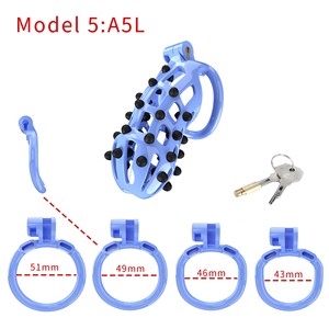 Set di Gabbie di Castità in Silicone e Plastica a Rete, Varie Dimensioni, con Quattro Anelli, Giocattolo Sessuale - Product Image 6