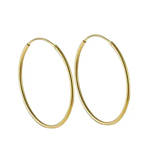 Dr. Jewelry New Simple Vintage 18k Gold Plated 925 Sterling Silver 50mm 60mm Large Ultra Thin Hoop Earrings for Women