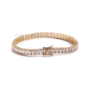 5MM Rectangular Zircon Single-row Chain, Tennis <b>Bracelet</b>, Hip-hop Hipster Jewelry Men Tanjing Fashion Lijing Necklace - Product Image 4