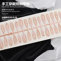 Ongles à presser dégradés rose nude, en forme de goutte, avec étoiles en strass et nœuds, faux ongles détachables, boîte de 30 pièces, finis