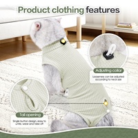 Combinaison de récupération pour chat traditionnelle en coton et élasthanne à motif quadrillé, respirante, anti-léchage, pour post-stérilisation et sevrage, S/M/L
