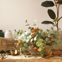 Vente chaude Tige Unique Artificielle Eucalyptus Argent Feuilles Real Touch Verdure Arrangements Floraux pour Noël Saint Valentin