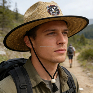 Chapeau <span class=keywords><strong>de</strong></span> paille naturel personnalisé avec logo, large bord, protection UV, chapeau <span class=keywords><strong>de</strong></span> soleil d'extérieur pour hommes et femmes, pêche, <span class=keywords><strong>plage</strong></span>, surf, sauveteur, chapeau d'été - Product Image 5
