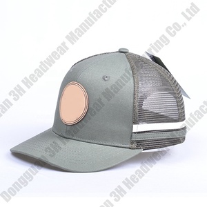 Cấu hình cao 6 Bảng điều khiển lưới bóng chày gorras da vá logo trucker cap 2 bên sọc cấu trúc tùy chỉnh Trucker mũ - Product Image 5