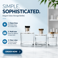 Bouteille en verre diffuseur en gros avec bouchon à vis, vide, ronde ou carrée, avec bouchon en liège, 50ml 100ml 120ml 200ml