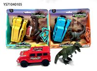 Coche de Caza de Dinosaurios con Deformación por Choque, Vehículo Transformable, Figura de Dinosaurio y Pegatinas, Set de Juego de Fricción para Niños