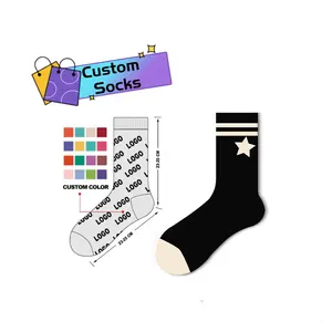 Chaussettes de Sport blanches pour hommes, Logo personnalisé, lettres noires, chaussettes de basket-ball personnalisées