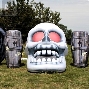Cercueil gonflable géant en bois avec mains de squelette pour Halloween, décoration de tombe pour maison hantée/magasin de détail/publicité, décoration d'horreur - Product Image 5