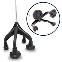 Bastón Cuádruple Reforzado, Ergonómico y Ajustable de 4 Patas, Color Gris, Acero y Aluminio KMINA K10066
