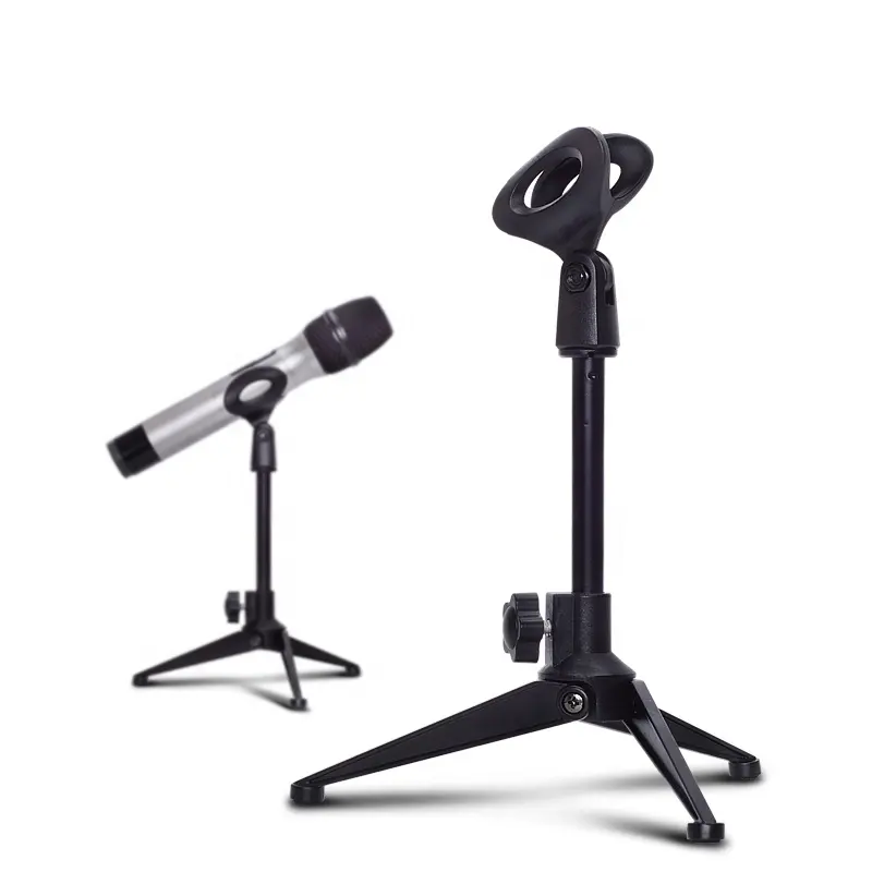 Escritorio soporte de micrófono Universal ajustable escritorio soporte de micrófono portátil plegable trípode micrófono soporte de mesa con pequeñas de plástico