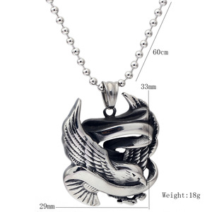 Collar de acero inoxidable con colgante de águila para mujer, diseño de zodiaco animal a la moda, regalo de joyería, cadena de 60cm - Product Image 5