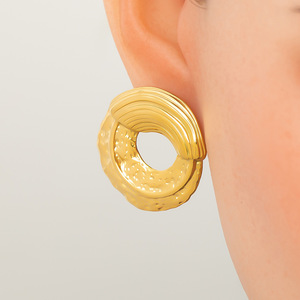 Fashion <b>Stud</b> Earrings Geometric Shape Electroplated 18K Gold <b>Titanium</b> Steel For Women Accessories - Product Image 2